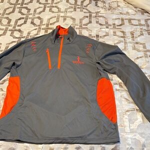 Men's Performance Gray and Orange Quarter-Zip Jacket